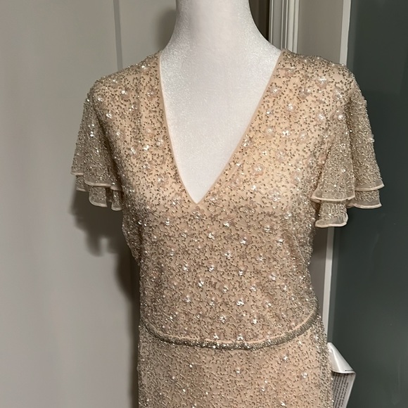 Mac Duggal Cocktail - 10810D Beaded Flutter Sleeve Dress 14 - Picture 5 of 11